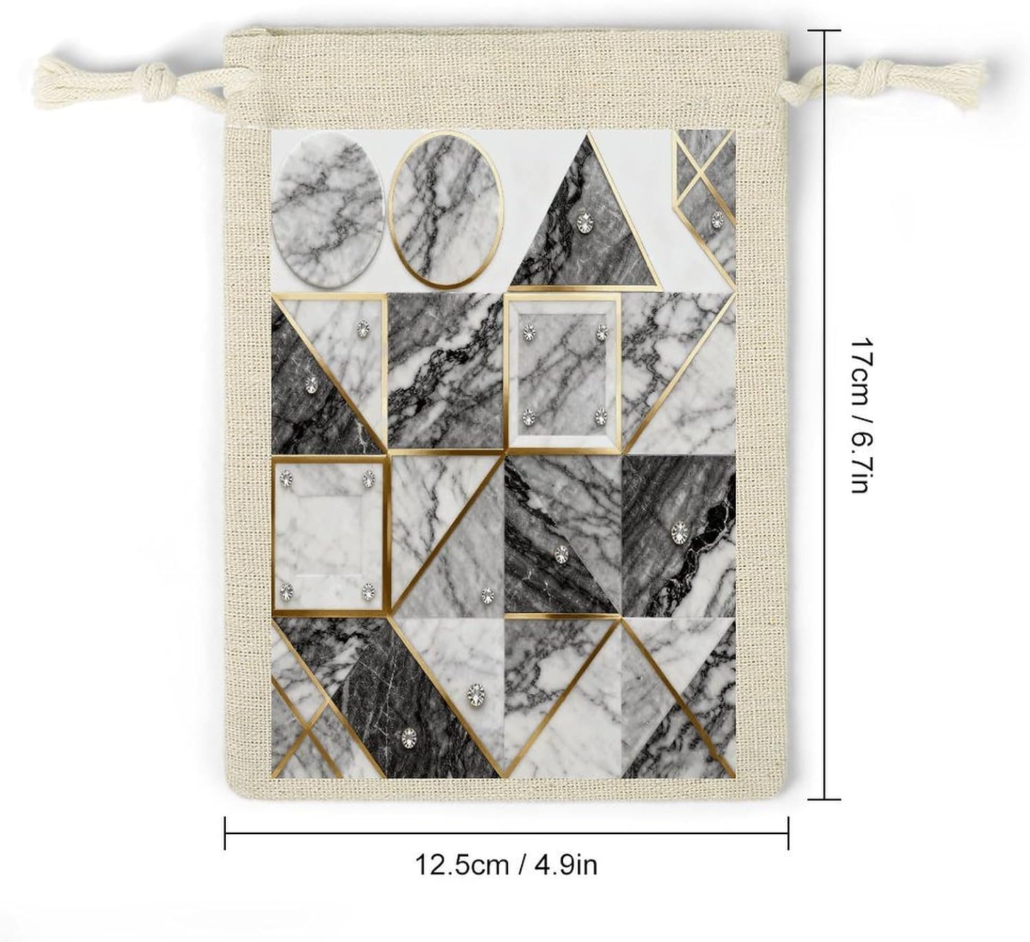 Geometric Marble Drawstring Bag Fashionable Cinch Bags Bunches Pocket Set of Eight Multipurpose Drawstring Storage Bags for Daily Storage Kitchen Dressing Table