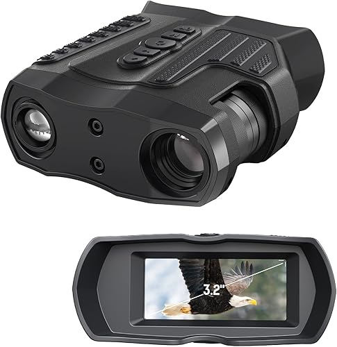 HISION - Lentes de visión nocturna prismáticos de visión nocturna para adultos 1080P FHD día y noche caza de vida silvestre espía tácticos militares