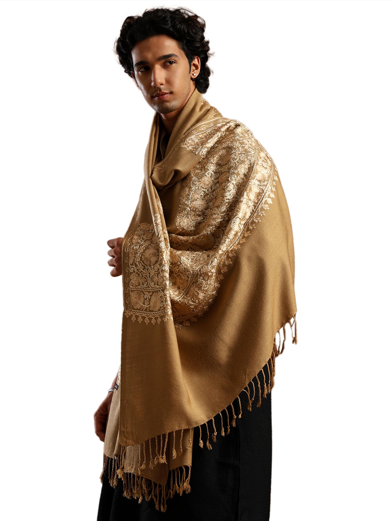 tweedle Men’s Kashmiri Aari Embroidery Shawl/Stole, Size - 40 x 80 inches-picture-18