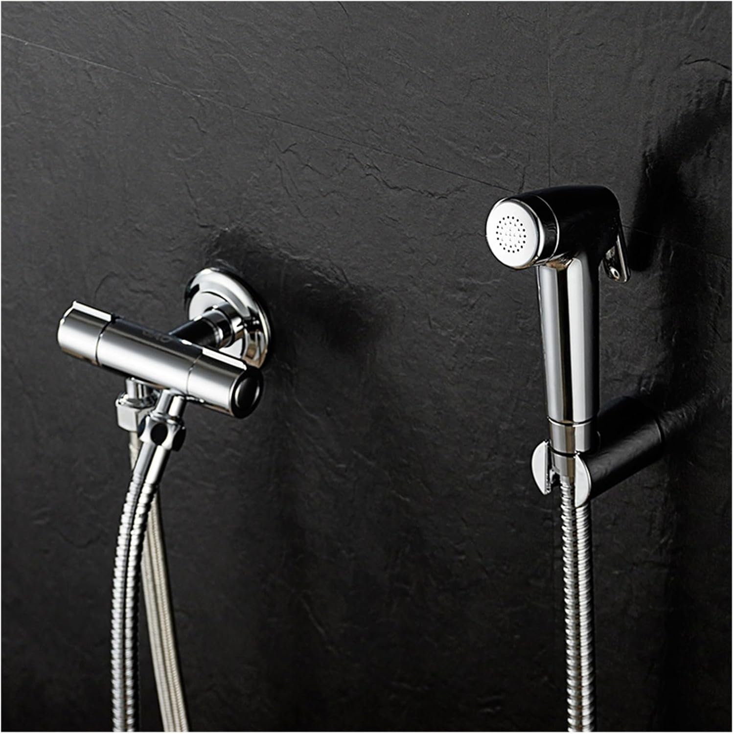 Double Mode Toilet Bidet Spray Hand Held Portable Bidet Shower with 1 in 2 Out Brass Vavle Hose