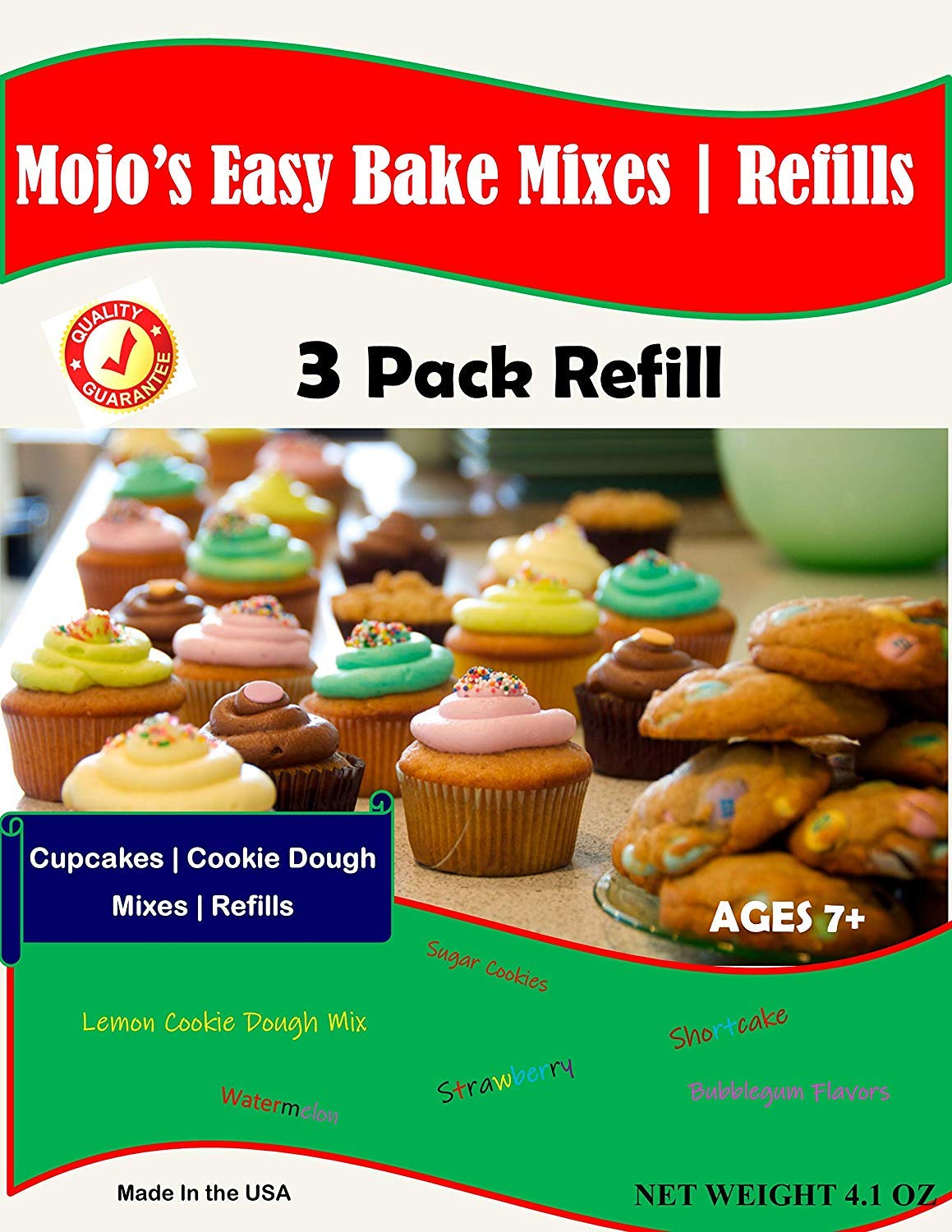 Mojo's Children's Easy to Bake Oven Mixes | Play Toy Oven 3 Pack Refill | Cookies and Cupcakes Ultimate Baking Supplies | Super Pack Net Wt 7.4 oz