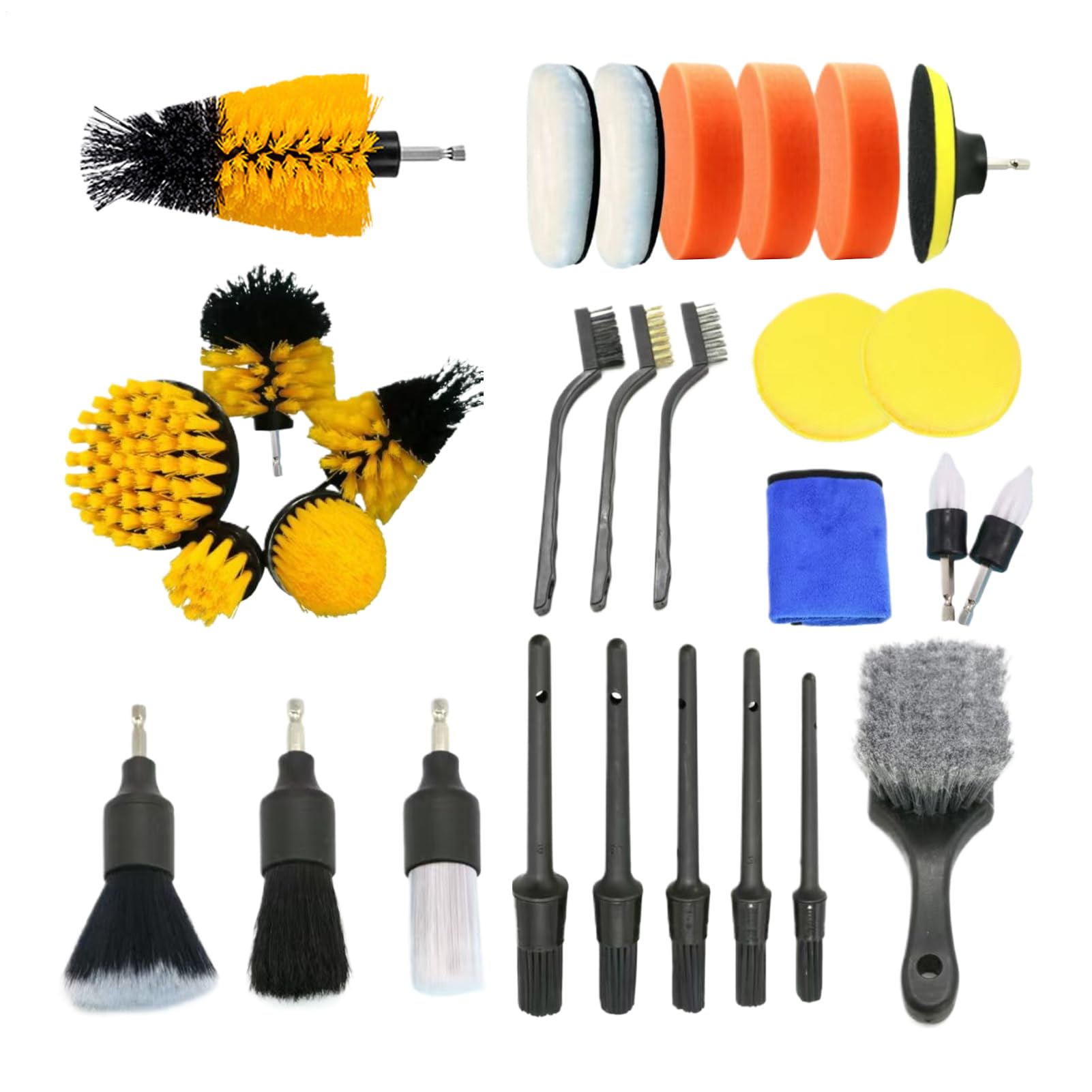 Kit di detailing per auto 29 pezzi di strumenti per la pulizia | Kit per il detailing degli interni auto per automobile, bagno, sedili, cruscotti, scanalature dei pneumatici, bocchette