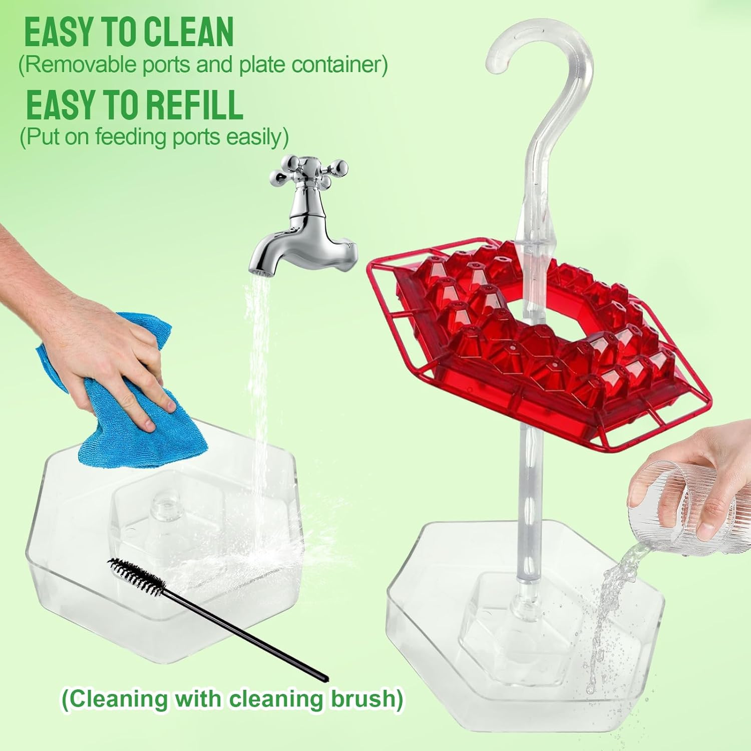 2025 Hummingbird Feeders for Outdoors - Hummingbird Feeder 30 Feeding Port Bird Easy Filling/Cleaning 11 Ounce Humming Bird Feeders with Perch for Backyard Window Decoration