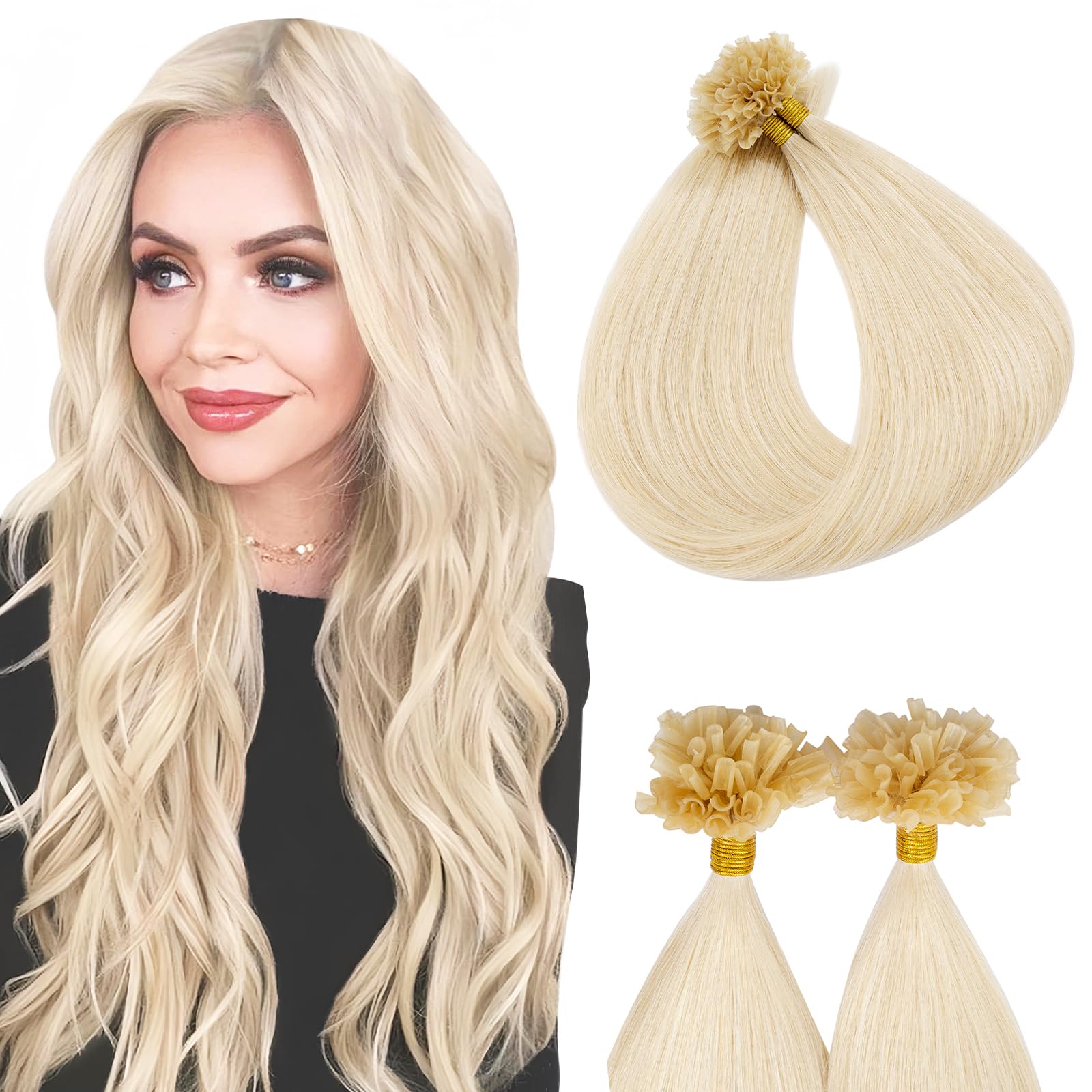 SEGOHAIR U Tip Hair Extensions Human Hair Pre Bonded Extensions Keratin Fusion Extensions K Tip Hair Extensions Real Human Hair Silky Straight Natural