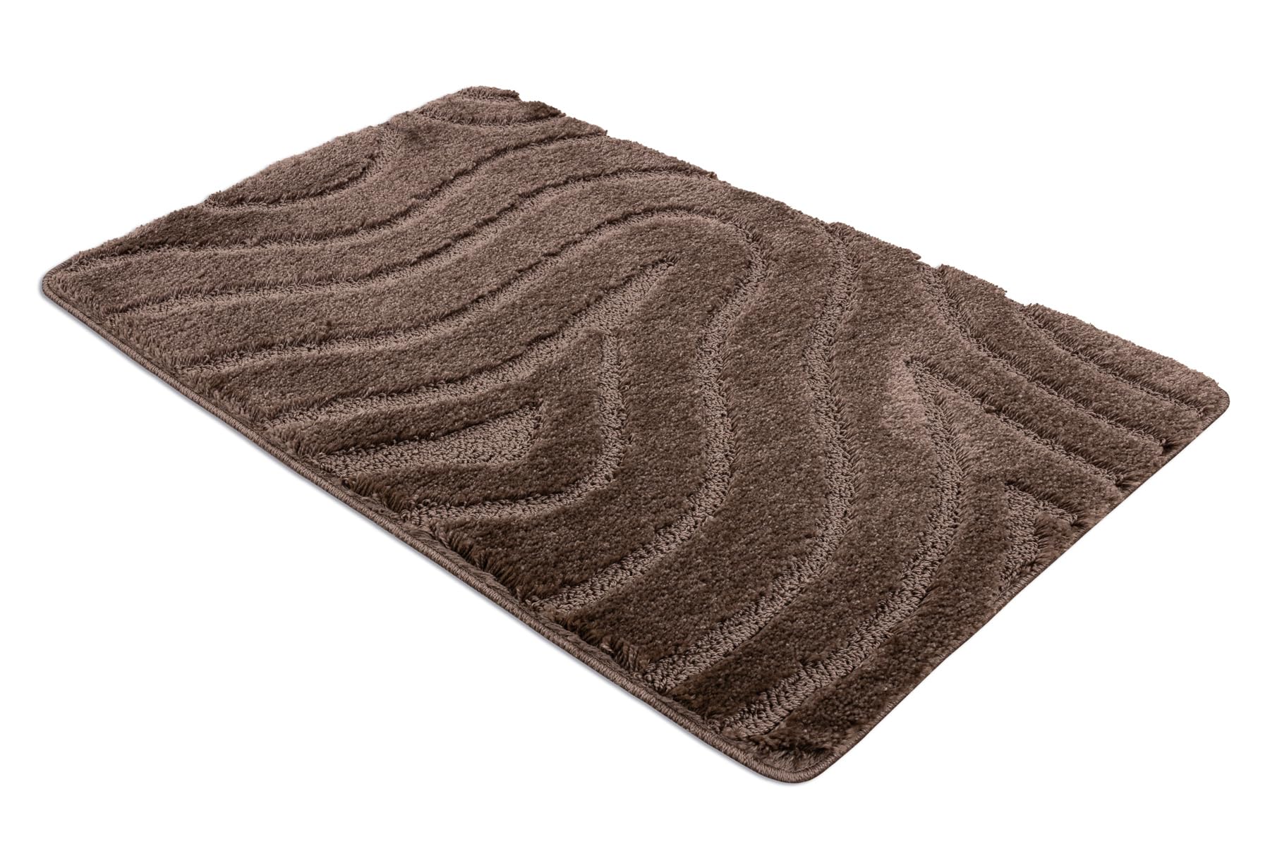 rugsx Set 2 alfombras de baño SUPR Waves, Ejes, Alfombra baño Antideslizante, Suave y Lavable, marrón 60x100 cm