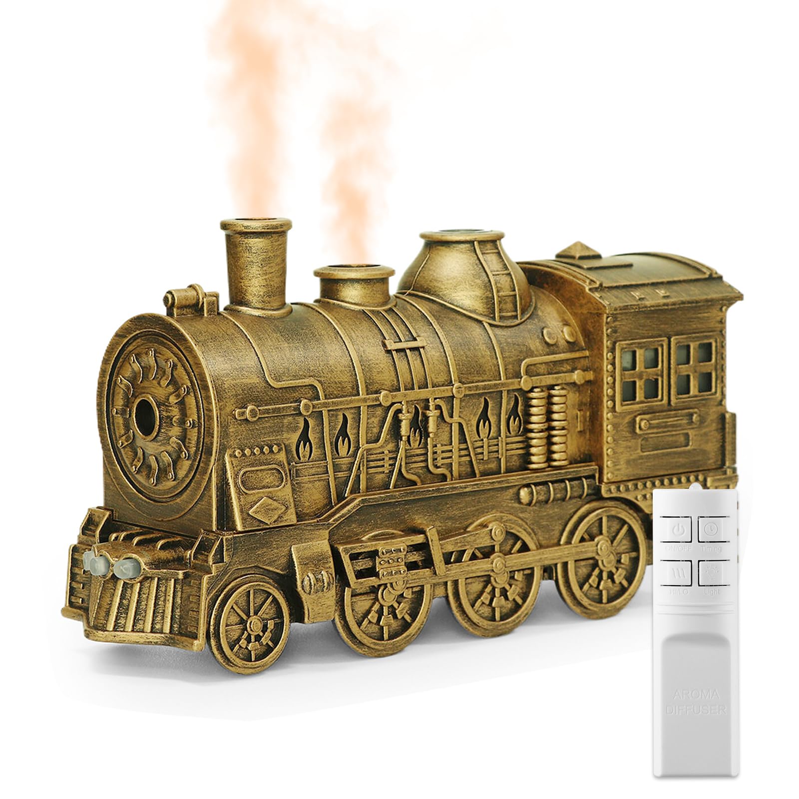 Aroma Diffuser für Duftöle,Perfume Diffuser,Luftbefeuchter, Zugdiffusoren für ätherische Ö-le(Nicht enthalten),Lokomotiven Luftbefeuchter mit Fernbedienung,für Schlafzimmer,Wohnzimmer (Farbe Bronze)