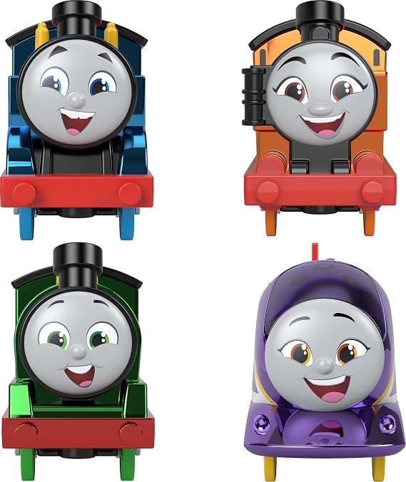 Thomas & Friends Motorized Toy Trains, Set of 4 Engines Thomas Nia Percy & Kana for Preschool Pretend Play Kids Ages 3+ Years