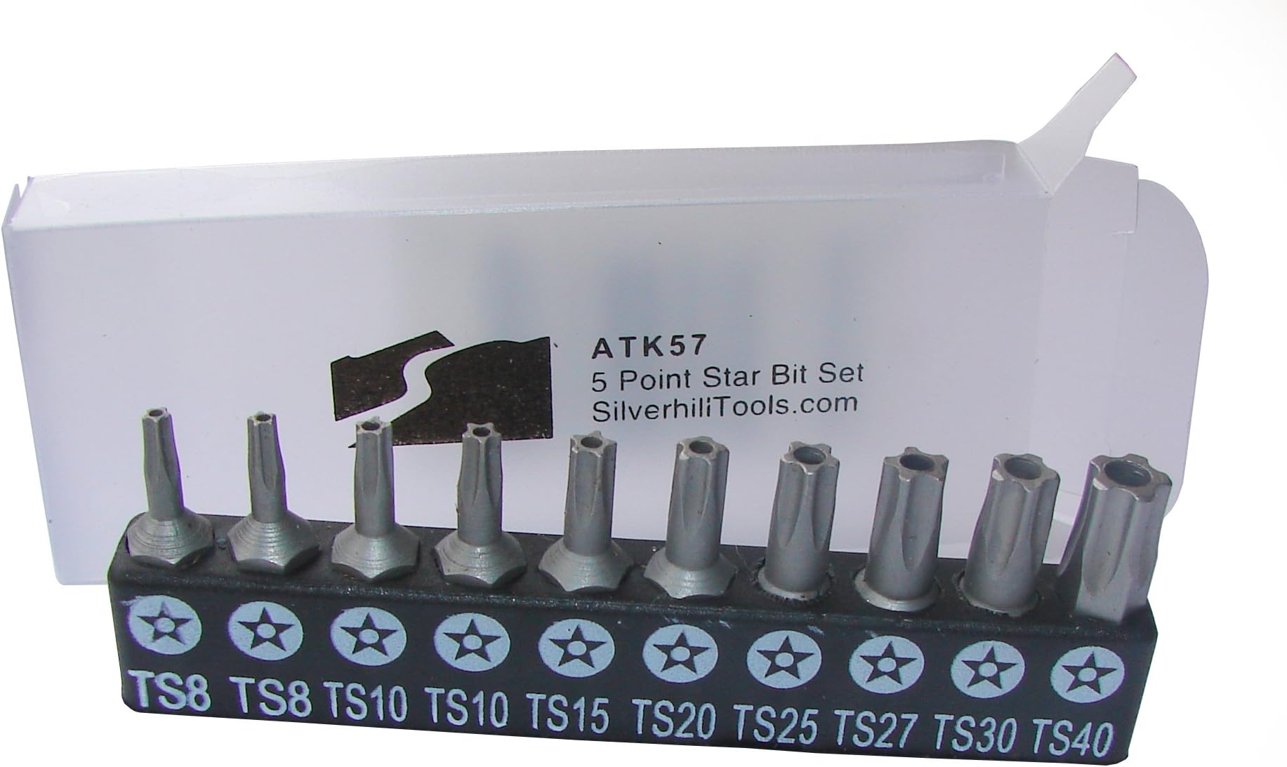 Silverhill 5 Point Star Tamper Proof Bit Set, 10 Piece Screwdriver