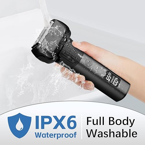 Miniatura 6 de Maquinilla de afeitar eléctrica para hombres, afeitadora eléctrica de 2 velocidades de 5 cuchillas para hombres, inalámbrica, recargable, afeitadora