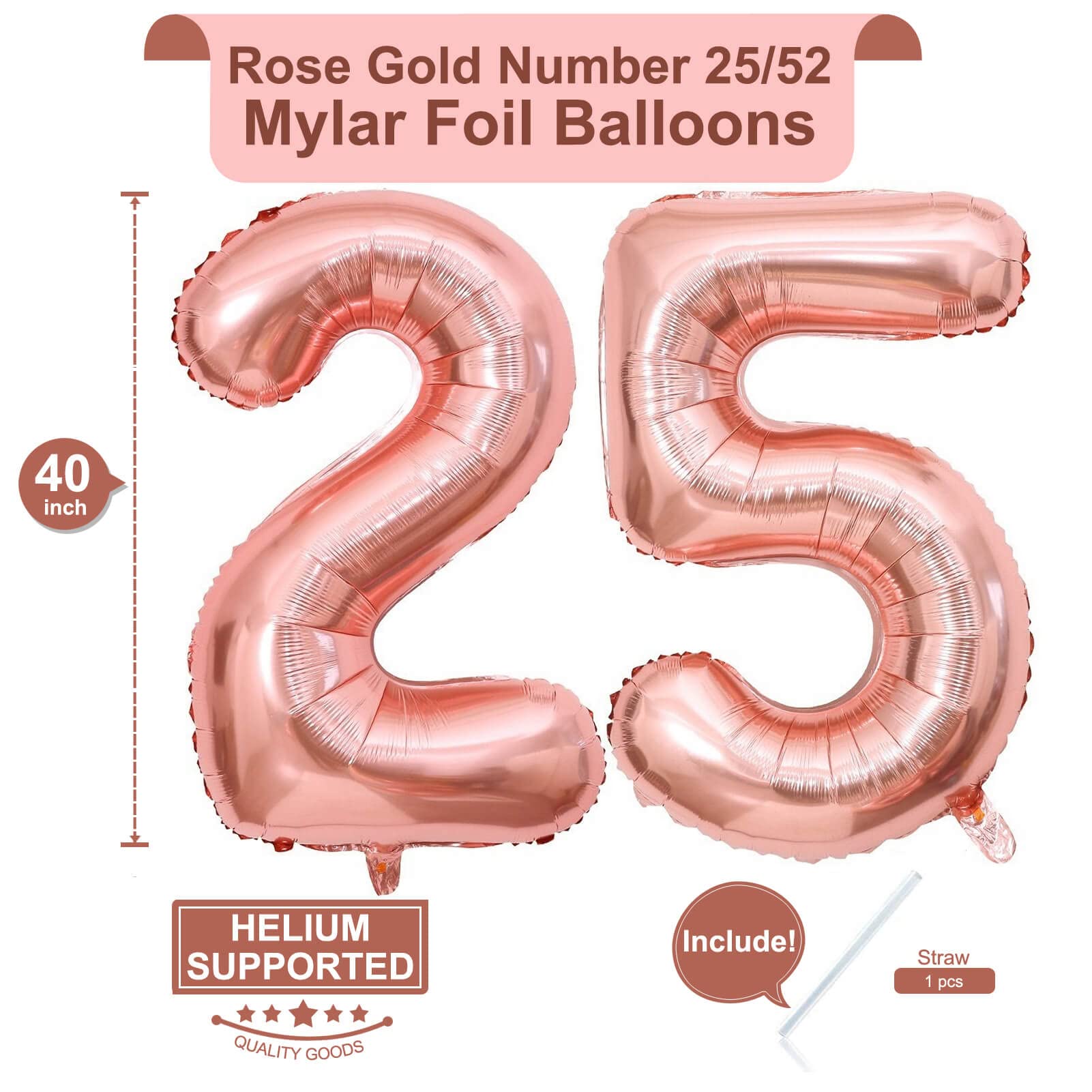 25pcs 40 Inch Gold Number Balloons - Large Mylar Balloons For 25th Birthday Or Anniversary Party - View #9