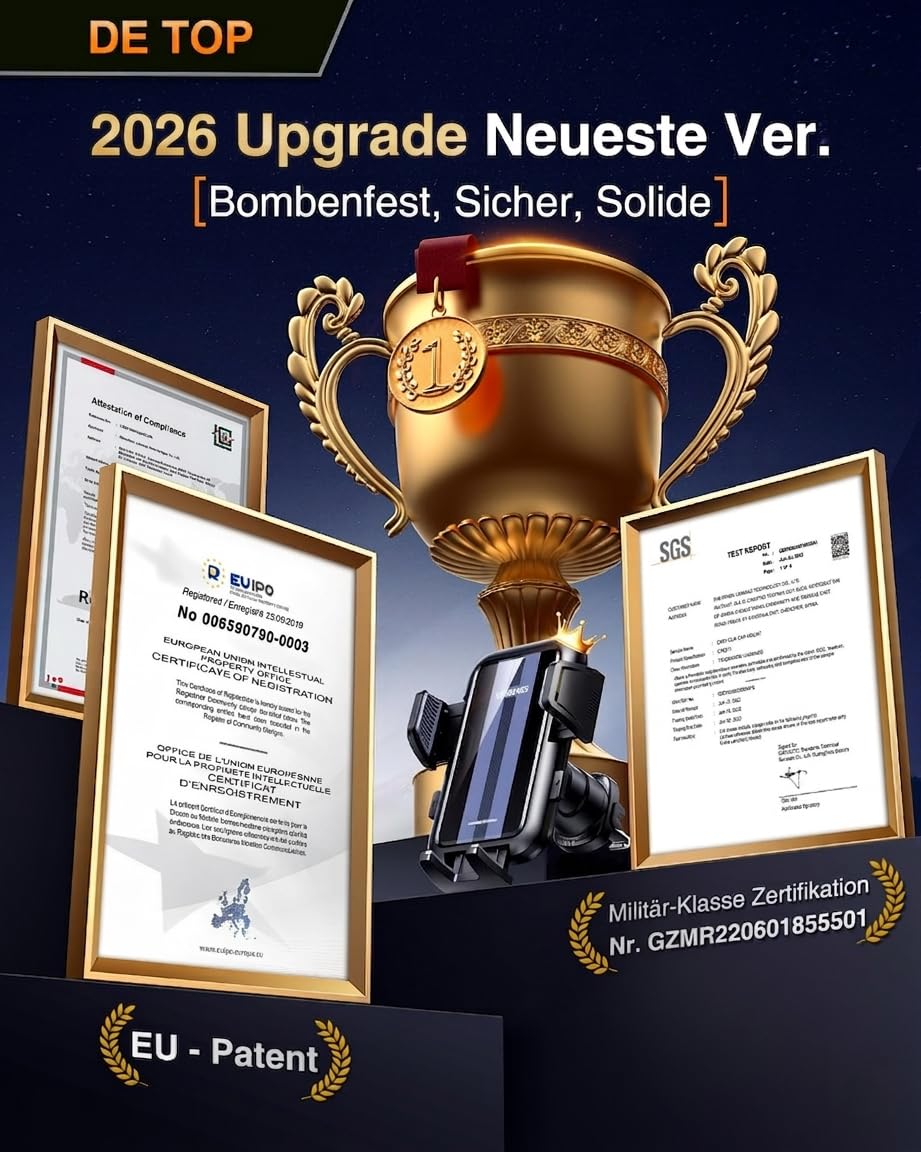 VANMASS Handyhalterung Auto Lüftung【2026 Stärkster Lüftungshaken】 Handy Halterung Auto Militär-Klasse Kfz Handyhalterung Universal Autohalterung für iPhone 17 Pro Max/17 Air/16/15/14 Samsung S26 usw