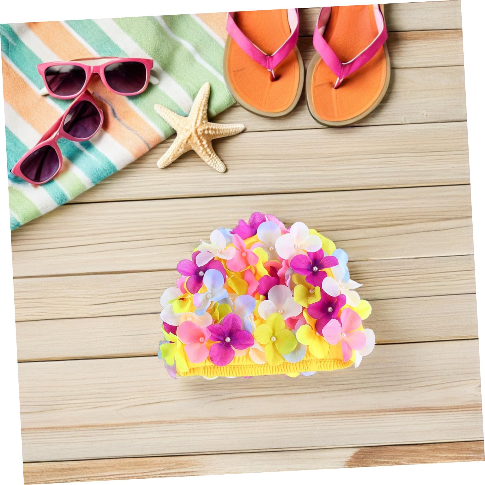 TOYANDONA 3piezas Gorro de Natación para Mujer Diseño de Pétalo con Flores Protector de Cabello para Piscina y SPA