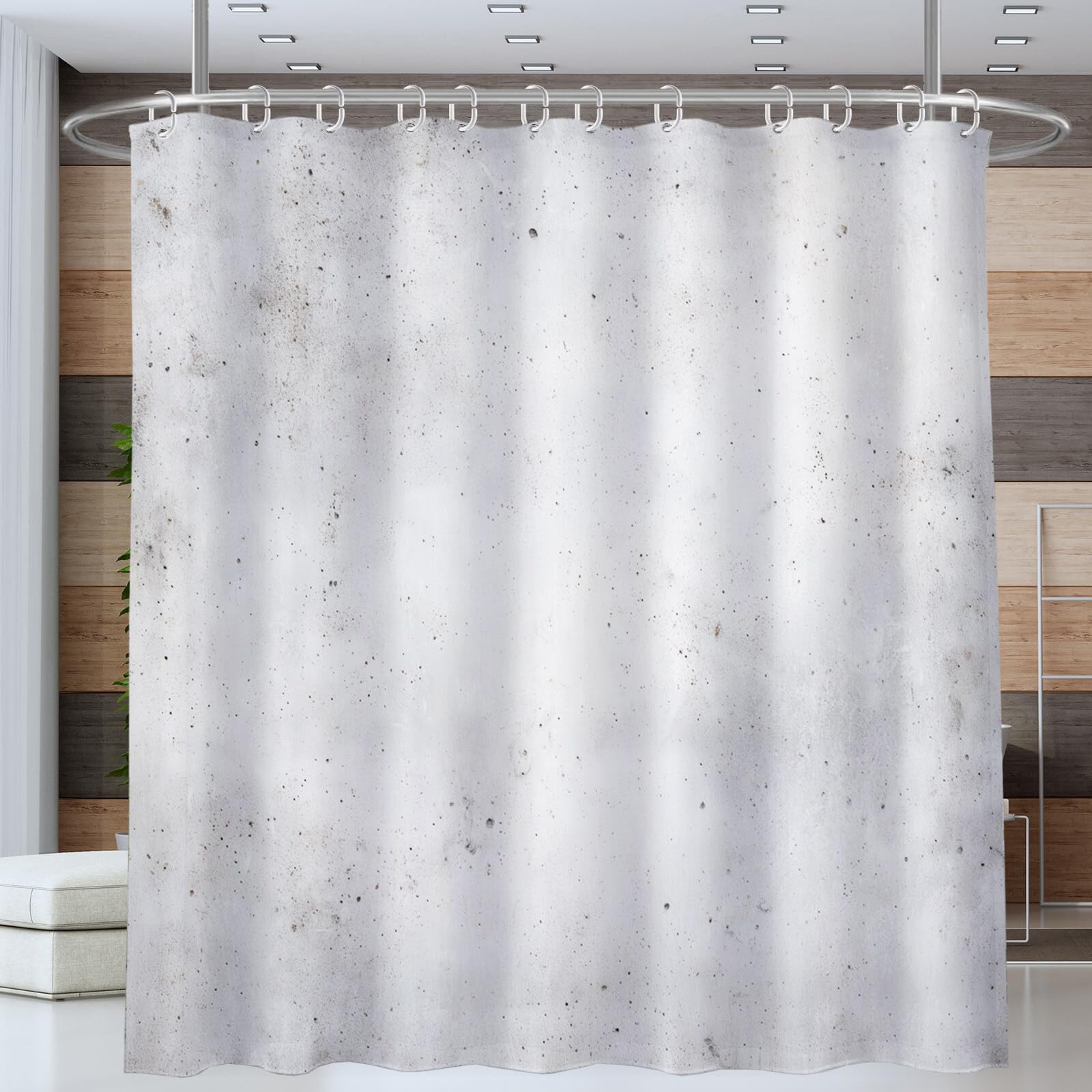 Rideau De Douche Mur Marbré Style Industriel Minimaliste Tissu Imperméable Lavable avec Crochets Anti Moisissure en Polyester Rideau Douche pour Salle De Bain