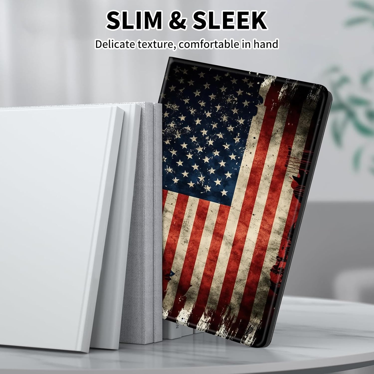 Case for Kindle Scribe,PU Leather Cute Slim Folio Adjustable Stand Cover with Auto Wake/Sleep for Amazon Kindle Scribe Cover 10.2 Inch (2024/2022 Release),Retro American Flag