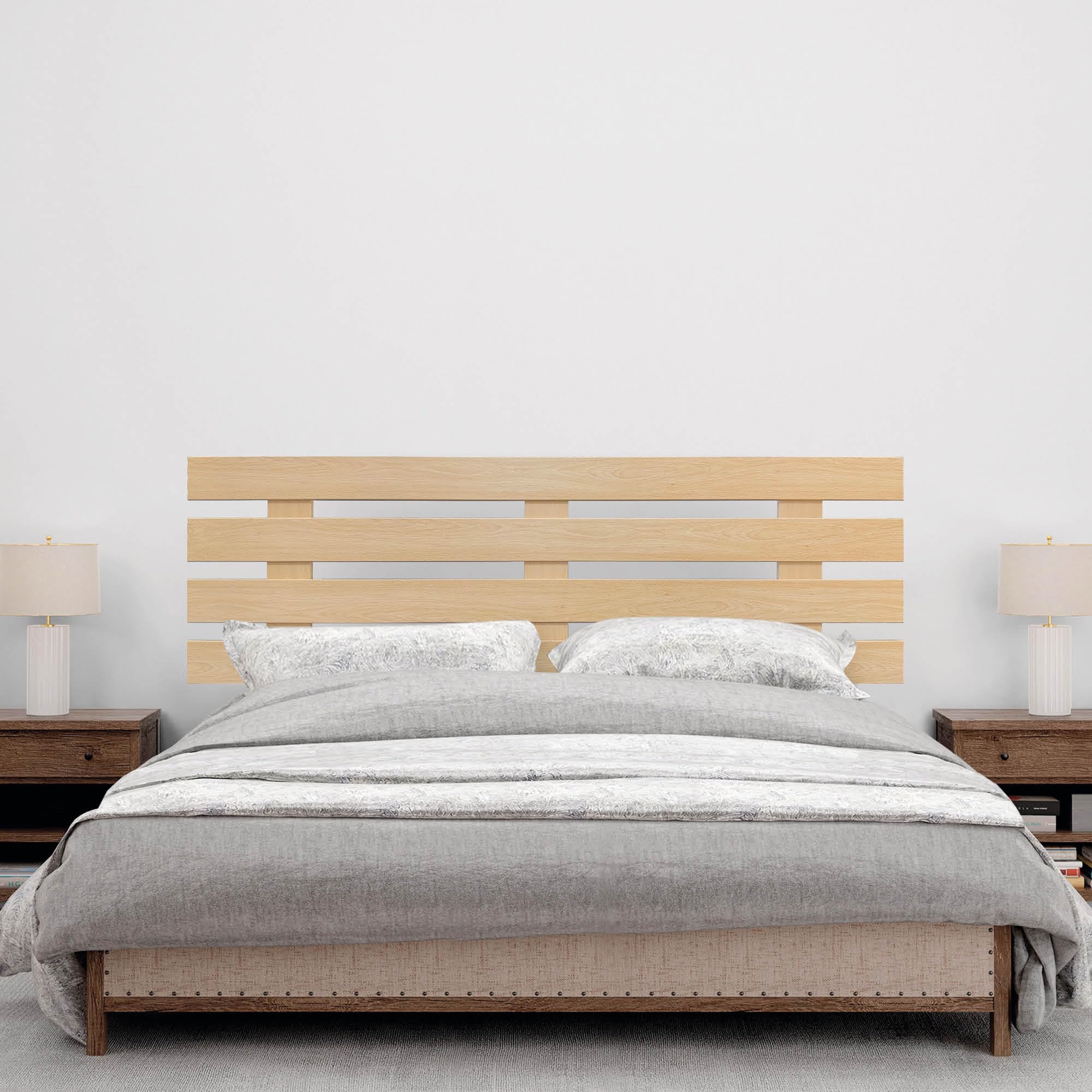 DHOME Cabecero de Madera Horizontal 4 DM Reciclado Estilo Palet Dormitorio Cama Moderno Herrajes incluidos (Madera Natural, 140cm)