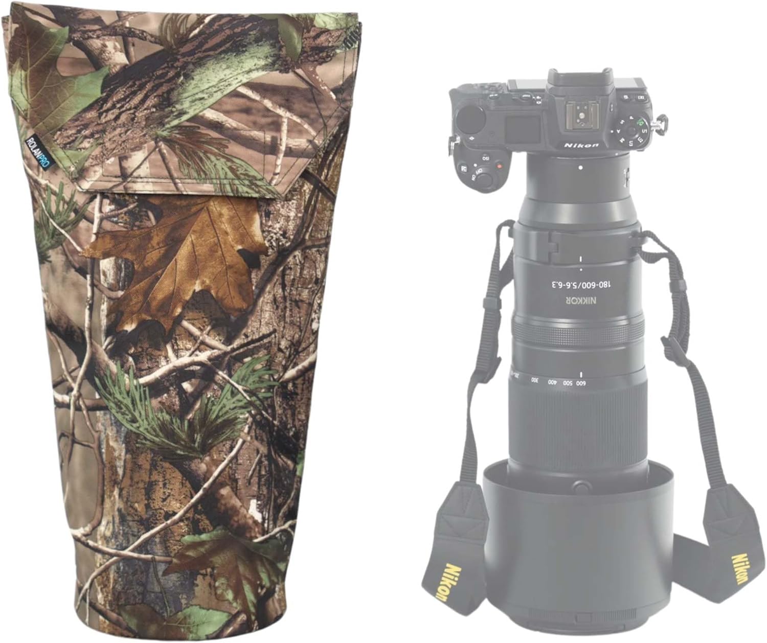 Rolanpro Waterproof Soft Camera Lens Pouch Case Bag for Nikon 180-600mm/600mm F6.3, for Sony 200-600mm,Camera Lens Carry Bag for Canon RF 200-800 F6.3,for Sigma 60-600(5# Jungle)