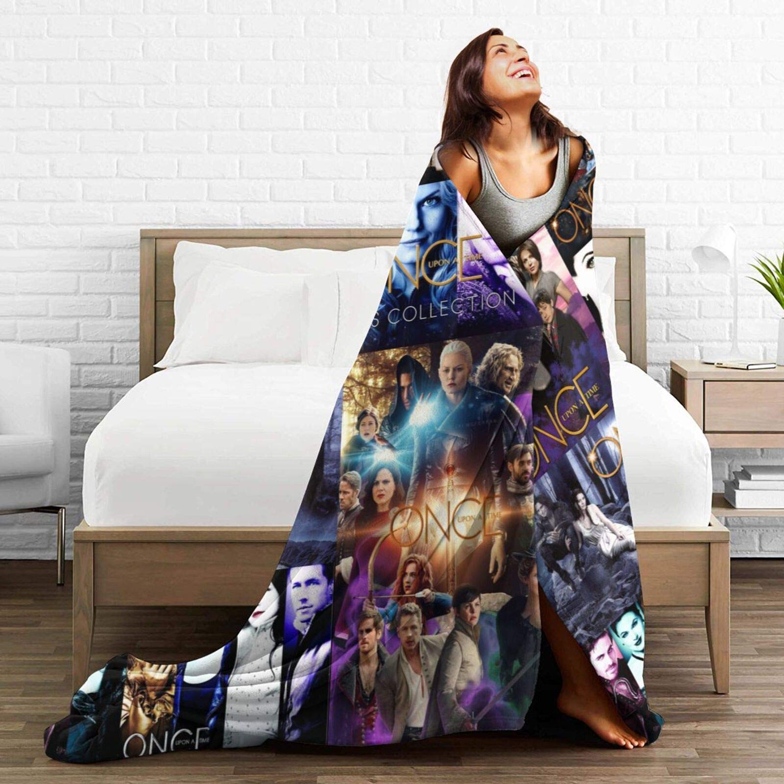 JOOCAR Flanell-Überwurfdecke Mit Cartoon-Zwerg – 152x203 Cm, Lila, Kuschelig Für Couch & Bett