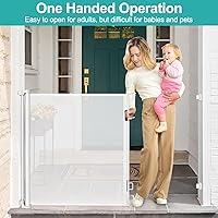 Vista 4 de Puertas de bebé extra altas de 42 pulgadas para puertas, puerta retráctil para perros de 55 pulgadas de ancho, puertas retráctiles para interiores