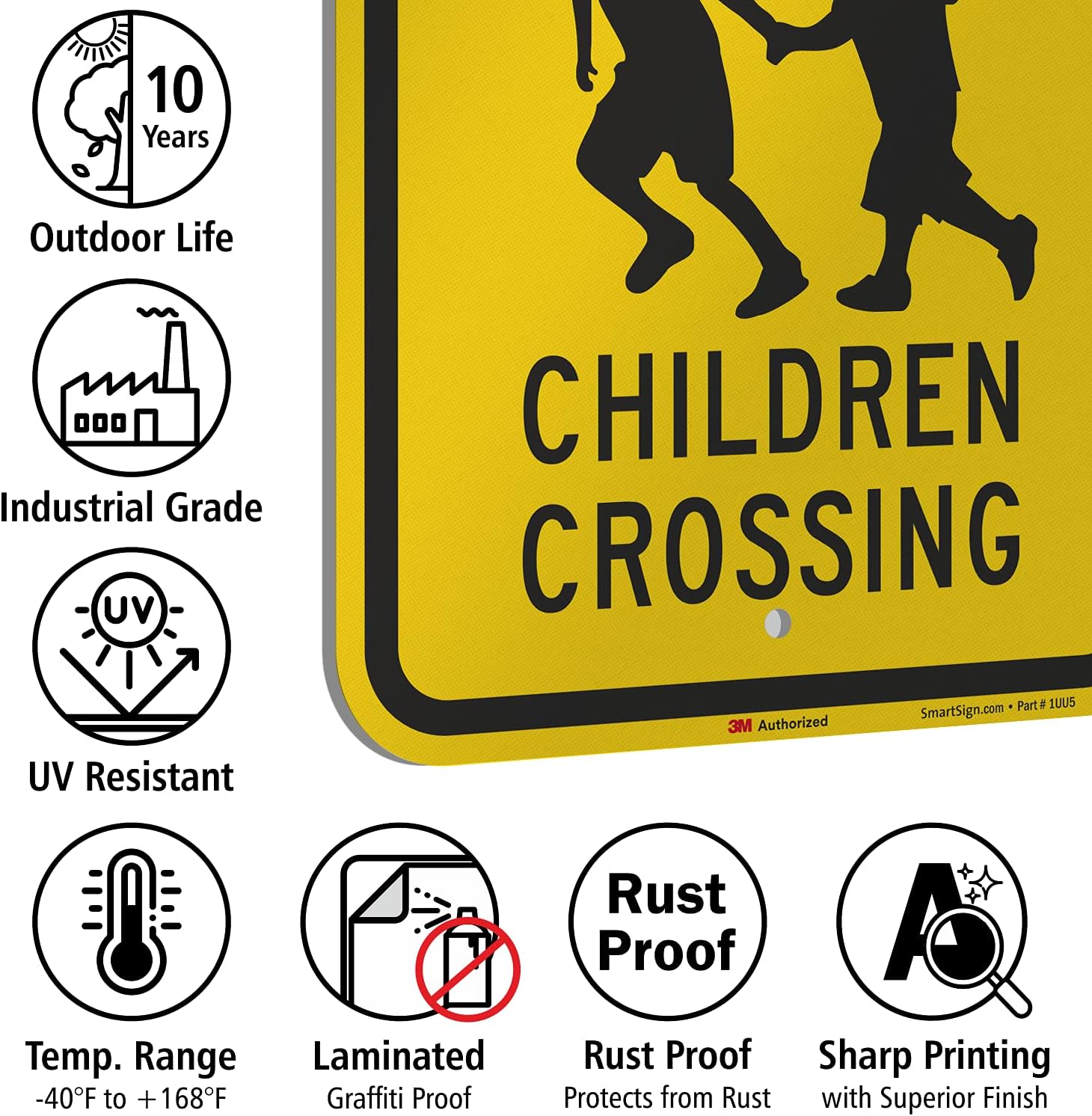 SmartSign - K-5198-EG-12x18 "Slow - Children Crossing" Sign | 12" x 18" 3M Engineer Grade Reflective Aluminum Black on Yellow