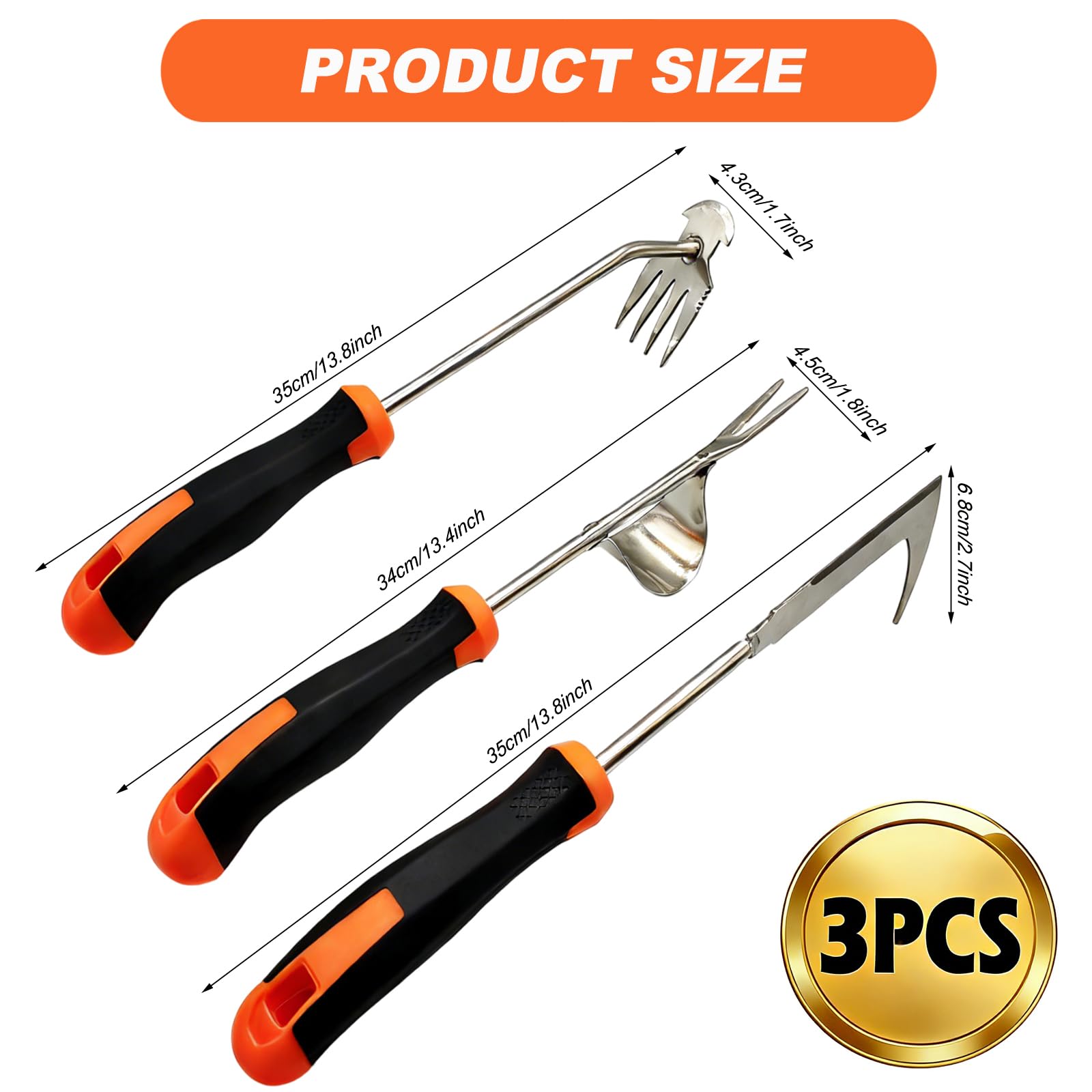 2026 Weed Puller Tool, 3-Piece Garden Weeder Tool Set, Weed Remover Tool, 4-Tine Uprooting Puller & Crevice Weeder, Portable Weeding Artifact for Backyard, Vegetable Garden & Farm - 3