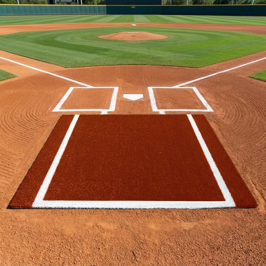 FORZA Catcher’s Extension Mat 6ft x 6ft – Cushioned Baseball & Softball Training Mat | Shock-Absorbing PU Foam Backing | Non-Slip Surface – Indoor & Outdoor