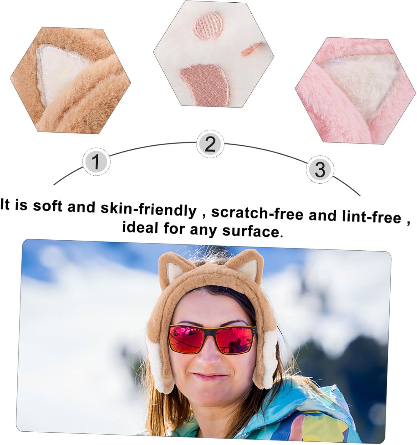 Ipetboom 2pcs Cute Cat Ear Earmuffs Plush Winter Ear Warmers for Boys and Girls Unisex Headband Muffs Thick Soft for Outdoor Use