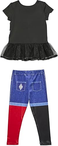 Vista 8 de WARNER BROS. Harley Quinn - Disfraz de cosplay para niñas, leggings y diadema, juego de 3 piezas de recién nacido a niño grande