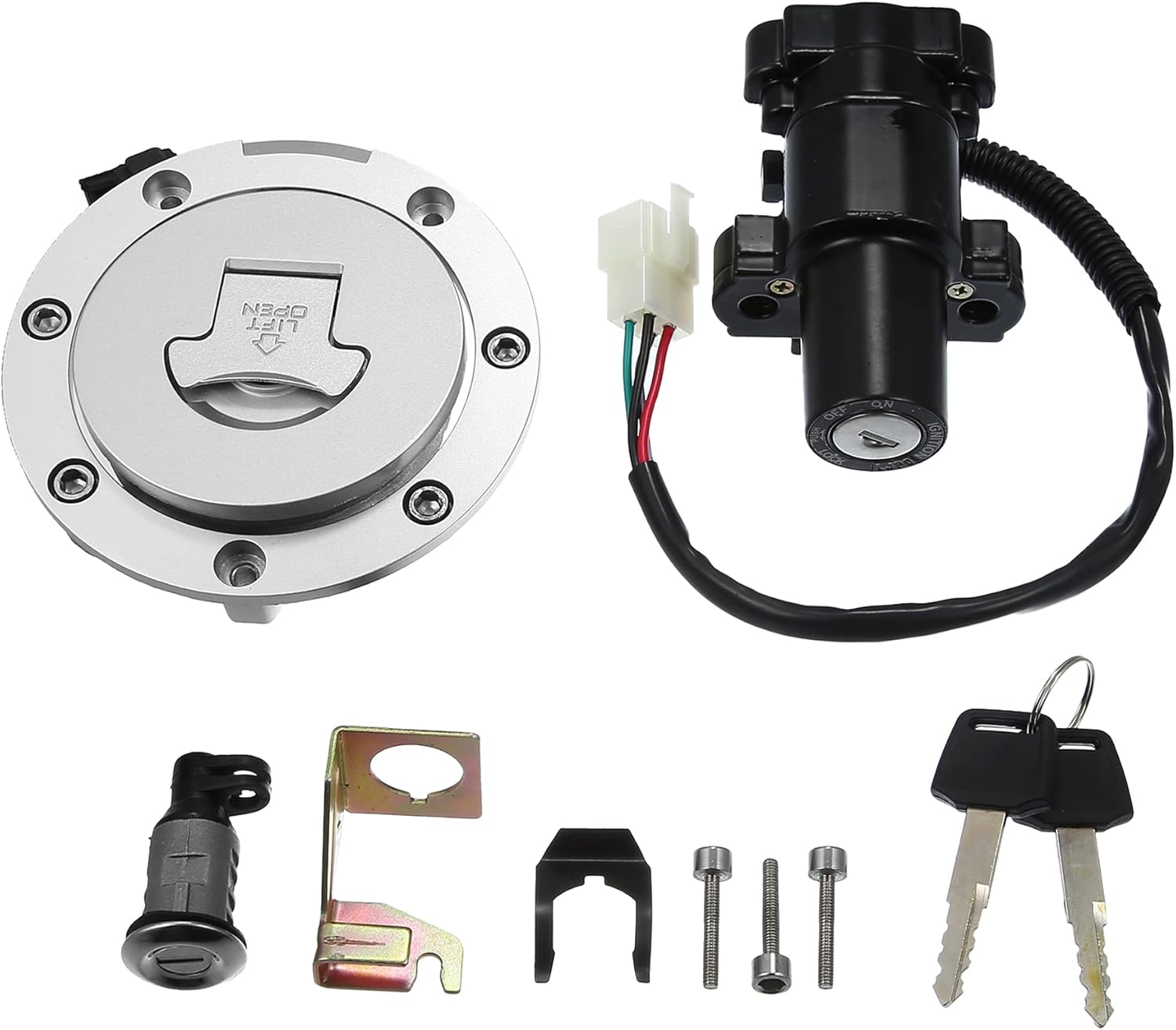 X AUTOHAUX 1 Set Motorcycle Ignition Switch Cylinder Fuel Gas Tank Cap Cover Lock Seat Lock w/ 2 Keys for Honda CBR600F4i CBR1000RR CBR1100XX CBR600RR CBR900RR CBR929RR CBR954RR Motor Bike