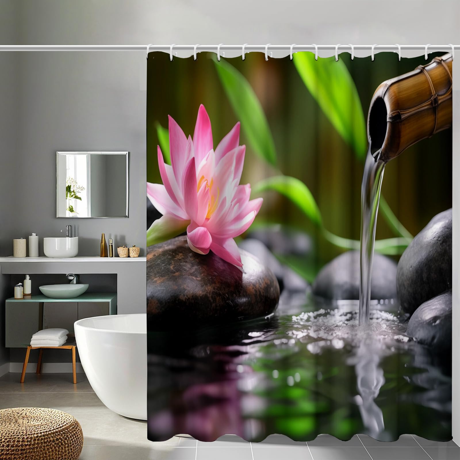 Rideau de douche en polyester vert gemme haut de gamme 180x200