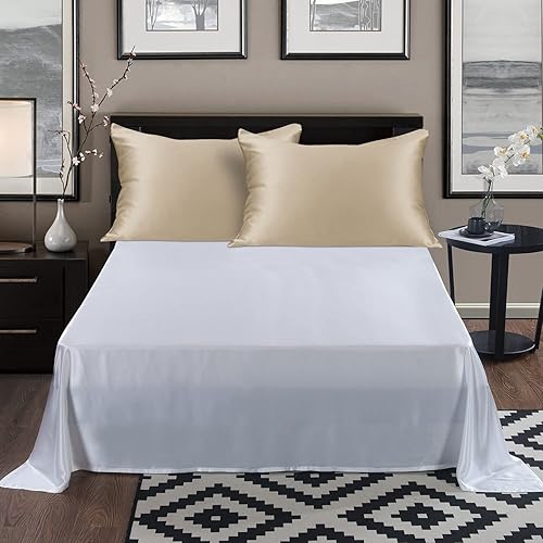 Miniatura 4 de ALASKA BEAR Funda de almohada, de seda natural, hipoalergénica, 19 mommes, 600 hilos, 100% seda de morera, tamaño estándar, con cierre de cremallera