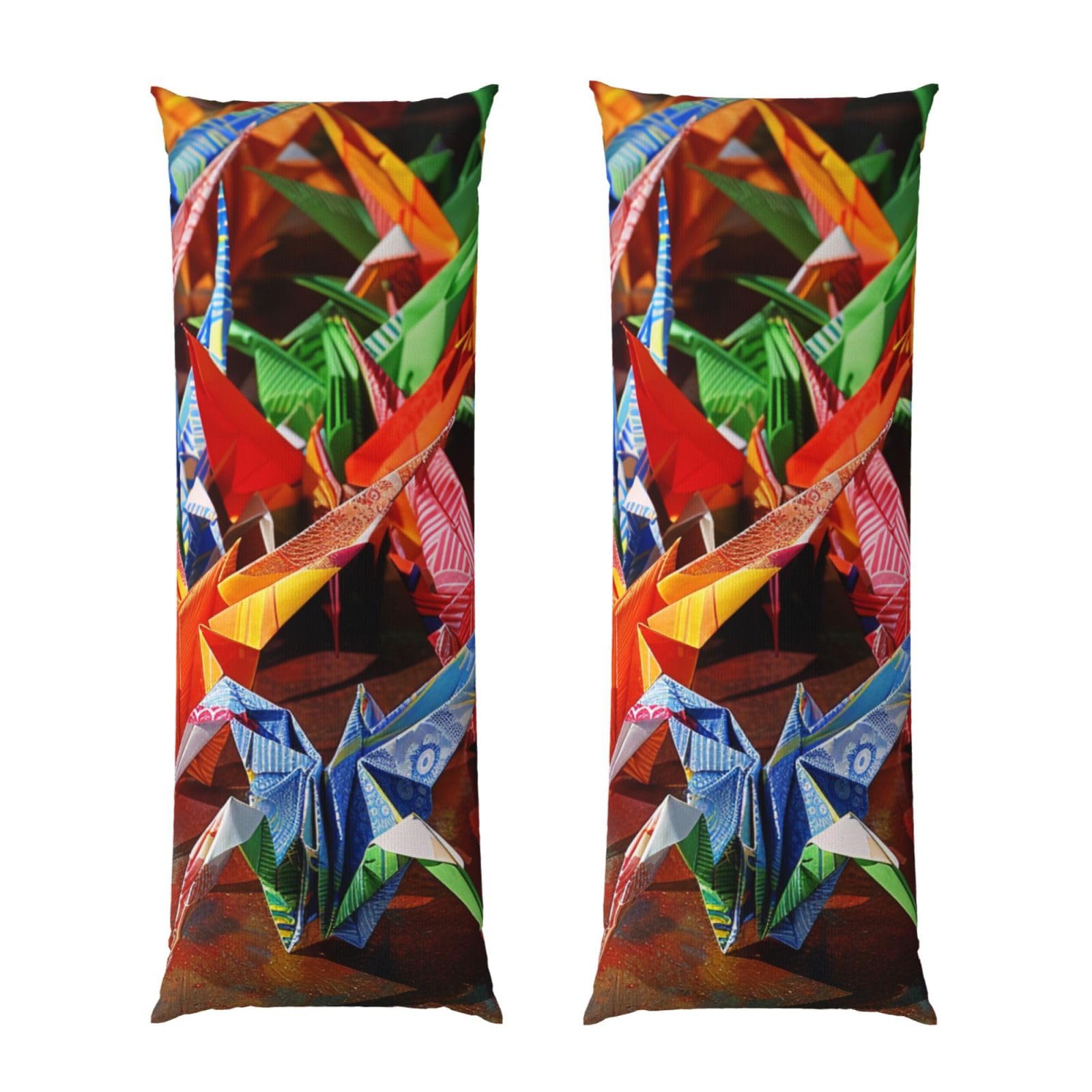 Body Pillow Cover 20x54 Inch, Origami Paper Cranes Print Long Lumbar Pillow Case with Zipper Long Body Pillowcase Decorative for Bed Sofa Bedroom