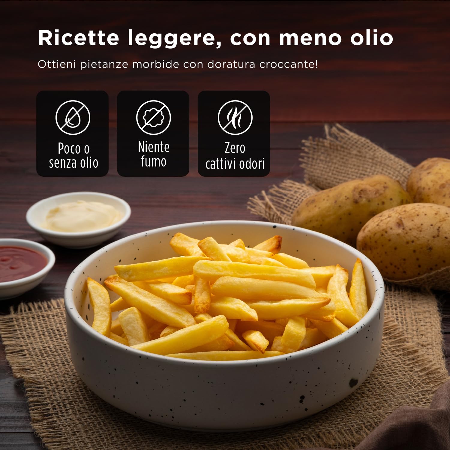 KASANOVA Friggitrice ad aria display digitale 12 programmi, capacità 5 L con finestra trasparente, cottura leggera senza olio e fumo, 1500 W (Blu)