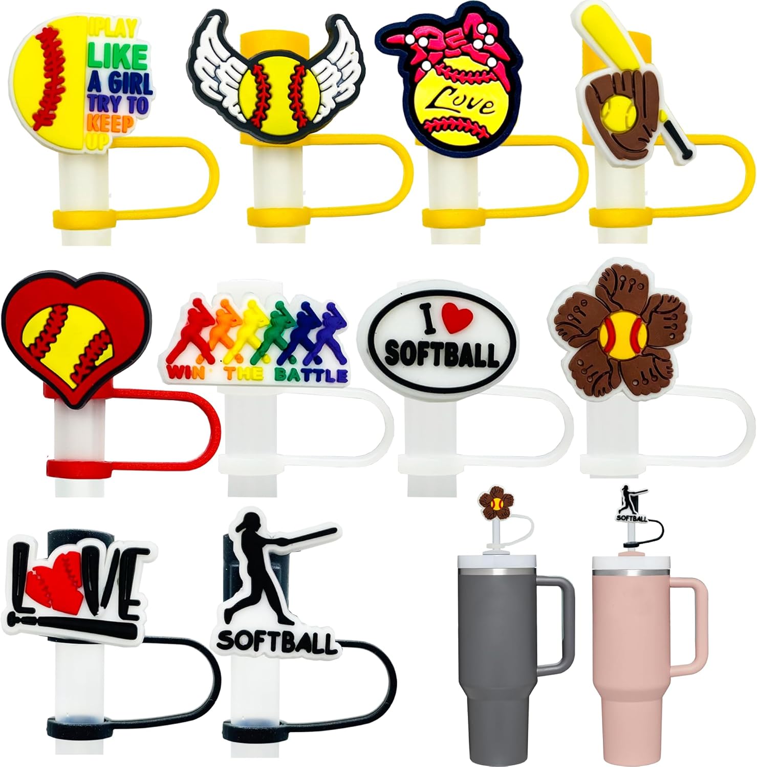 10mm Straw Cover Cap For Stanley Cup,Cute Silicone Straw Topper Compatible With 30&40 Oz Tumbler With Handle 0.4in Dust Proof Reusable Straw Tips Lids I.910758927