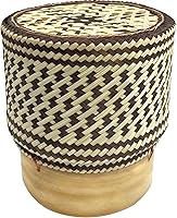 Vista 8 de Juego de 4 cestas adhesivas de bambú para servir arroz, 4 piezas de 4 pulgadas de diámetro, recipiente de arroz adhesivo de bambú hecho a mano, apto