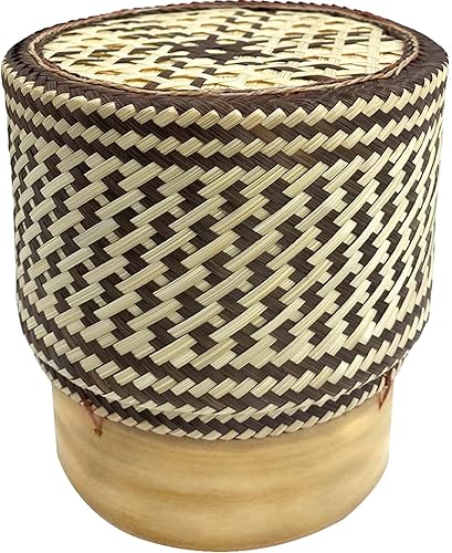 Miniatura 8 de Juego de 4 cestas adhesivas de bambú para servir arroz, 4 piezas de 4 pulgadas de diámetro, recipiente de arroz adhesivo de bambú hecho a mano, apto