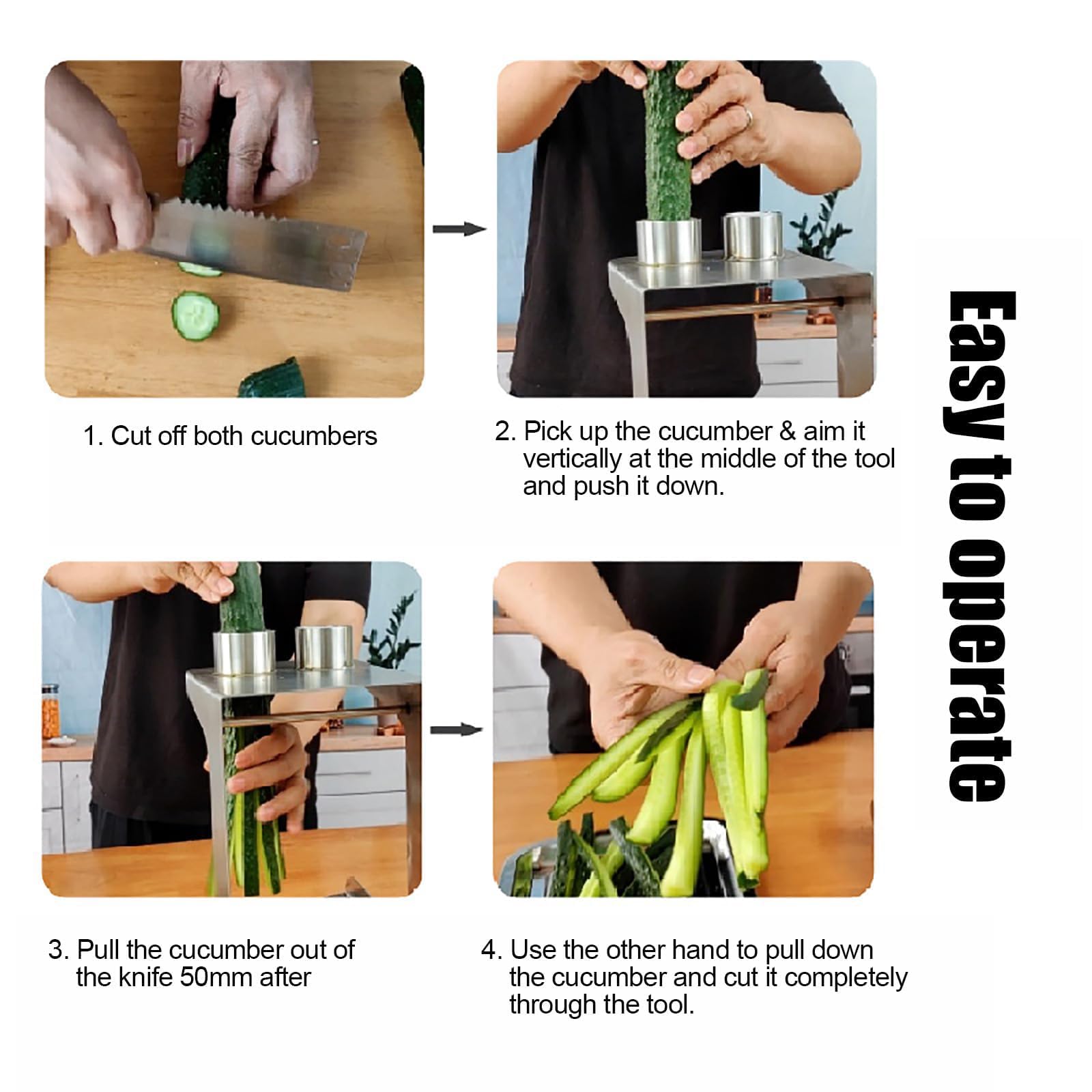 Cortador manual de verduras de acero inoxidable, máquina manual de zanahoria y pepino con 2 cuchillas, corte rápido para ensaladas y preparación de cocina