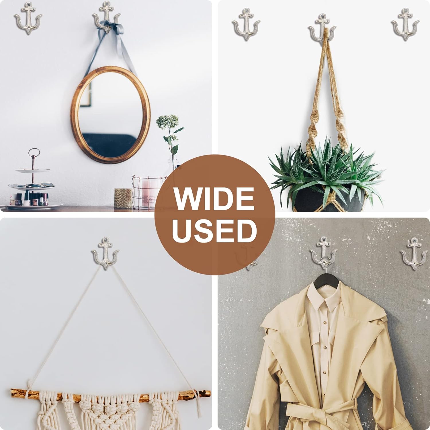 XINGYAN Vintage Rustic Cast Iron Nautical Sea Anchor Design Wall Hooks,Home Coat Rack,Decorative Wall Mounted Antique Shabby Chic Metal Bathroom Towel,Coat Hooks,Hanger,Screws Inside (Beige[4pcs]) - Image 7