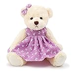 oits cute Small Baby Teddy Bear with Cloth Cute Stuffed Animal Soft Plush Toy 10 (Polka dot Purple Dress)
