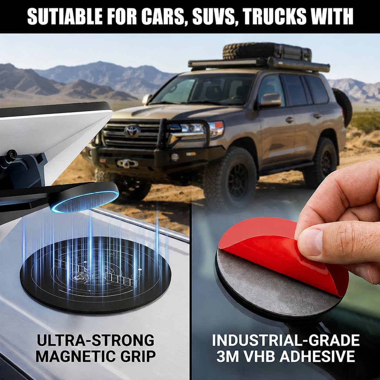 4Pcs Magnetic Mount Plates for Starlink Mini/Gen 3, Adhesive Metal Plate Magnetic Base Pads for Car Truck SUV Aluminum/Glass Cab Roof