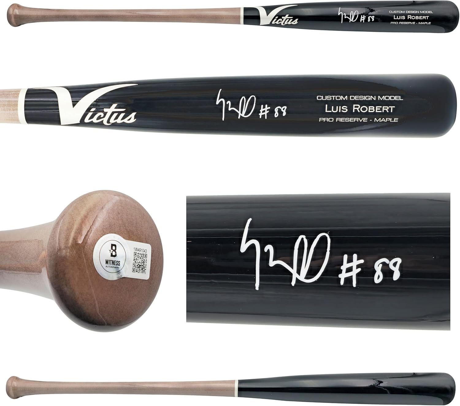 Luis Robert Jr. Autographed Black & Gray Victus Player Model Baseball Bat White Sox Beckett BAS Witness Stock #227298