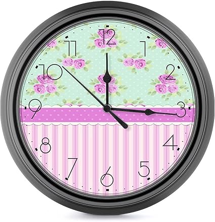 Amazon Co Jp Wotaka 円形 壁掛け時計 あなたの英語のアルバムのためのカラフルな赤ちゃんかわいいぼろぼろのシックなバラと水玉模様 おしゃれ かけ時計 北欧 ウォールクロック 静音 自宅 寝室 リッピング 玄関 掛時計 インテリア 大数字 見やすい 部屋飾り 直径24 4cm