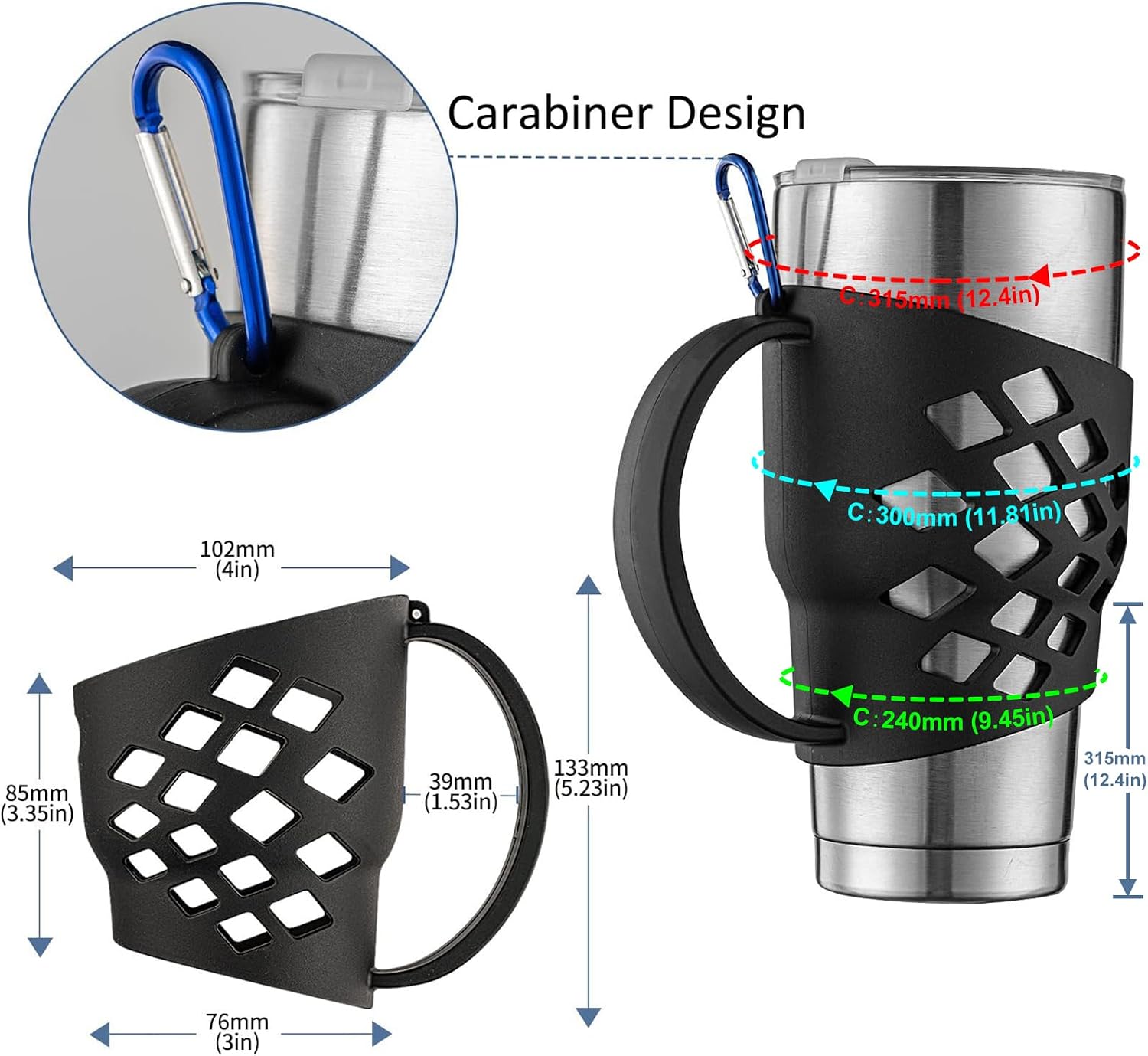 Handle for YETI Tumblers, Silicone Sleeve Holder for 20 oz & 30 oz Tumblers image 2