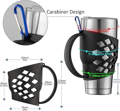 Miniatura 2 de WISDING - Funda de silicona para vaso de 30 onzas con agarre, funda protectora y asa (negro)