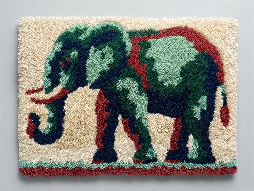 FWRTYCB Latch Hook Rug Kits, Elephant Pattern 20X15Inch