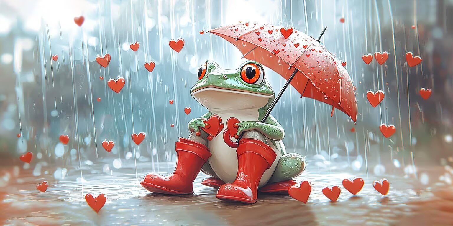 Guuogxan Malen nach Zahlen Erwachsene, DIY Regentag Frosch Ölgemälde Kit Handgemalt Kreativ Bastelset, Paint by Numbers Adult Mit 3 - Pinseln und Acrylfarbe leinwand Kit, Ohne Rahmen 120x60cm c-1071