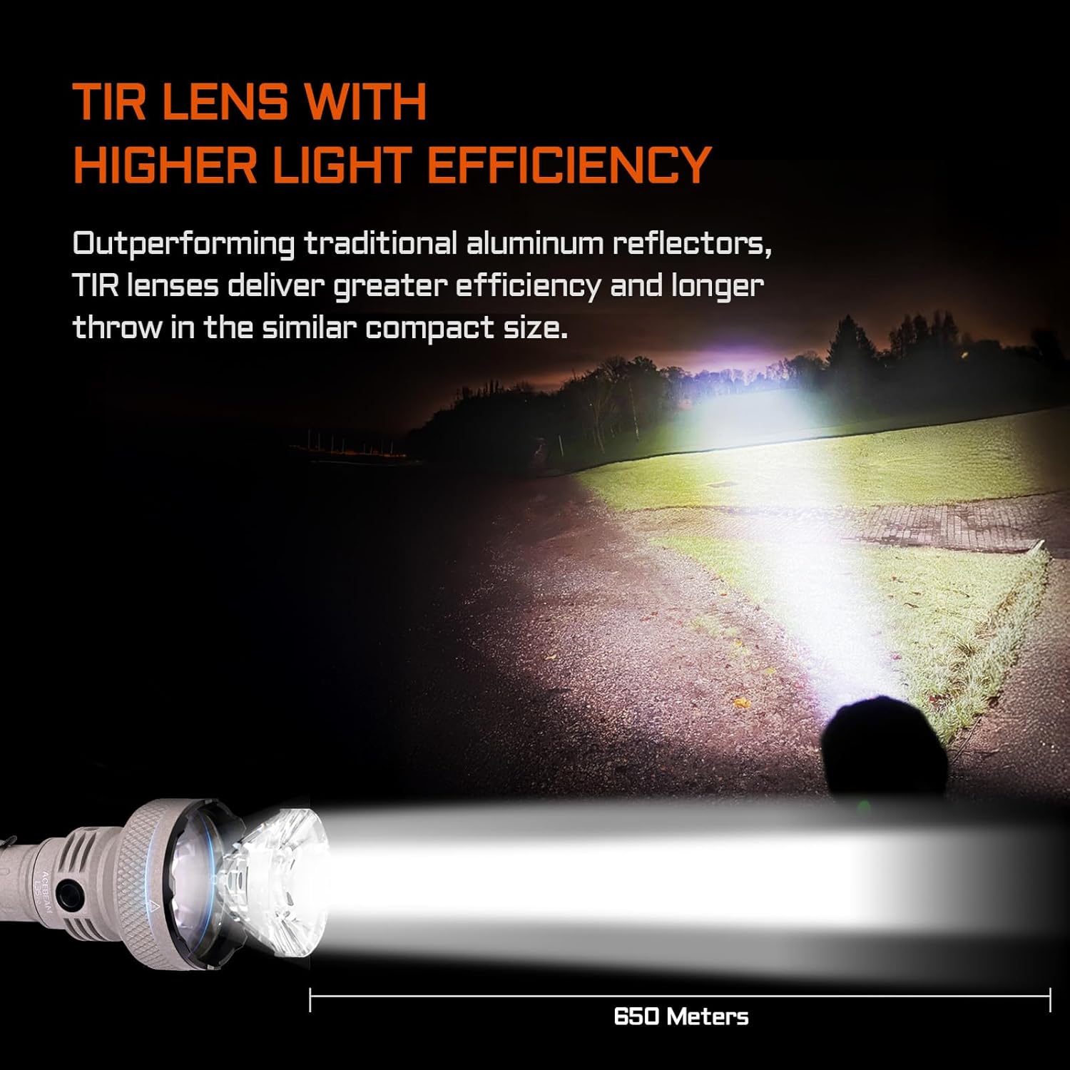 ACEBEAM L35 Tactical Flashlight, 5000 High Lumens Rechargeable Flashlight, 711 Yards Long Range Throw Led Flashlight, Super Compact Dual-Switches Flash Light for Emergency, Searching