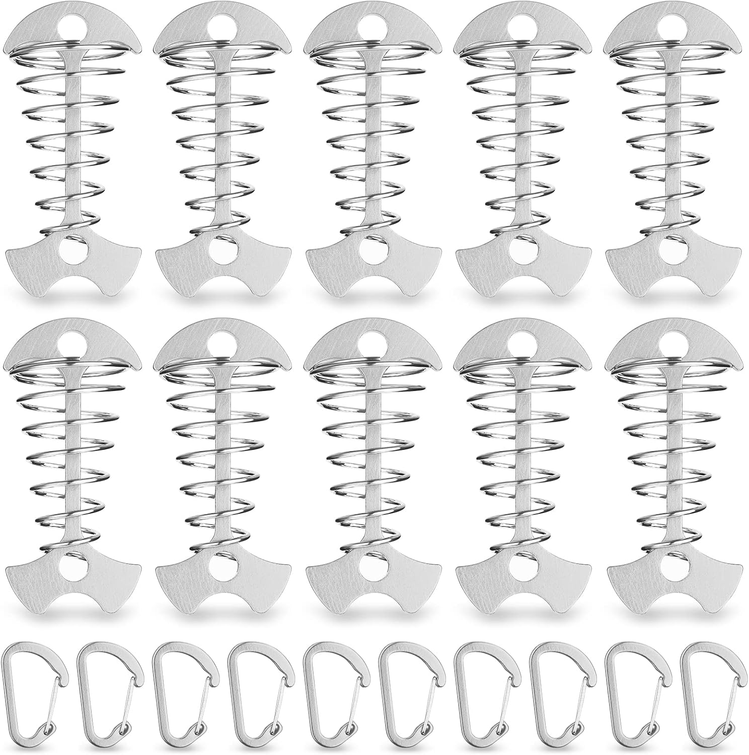 TOBWOLF 10PC Silver Deck Tie Down Anchors Fishbone Tent