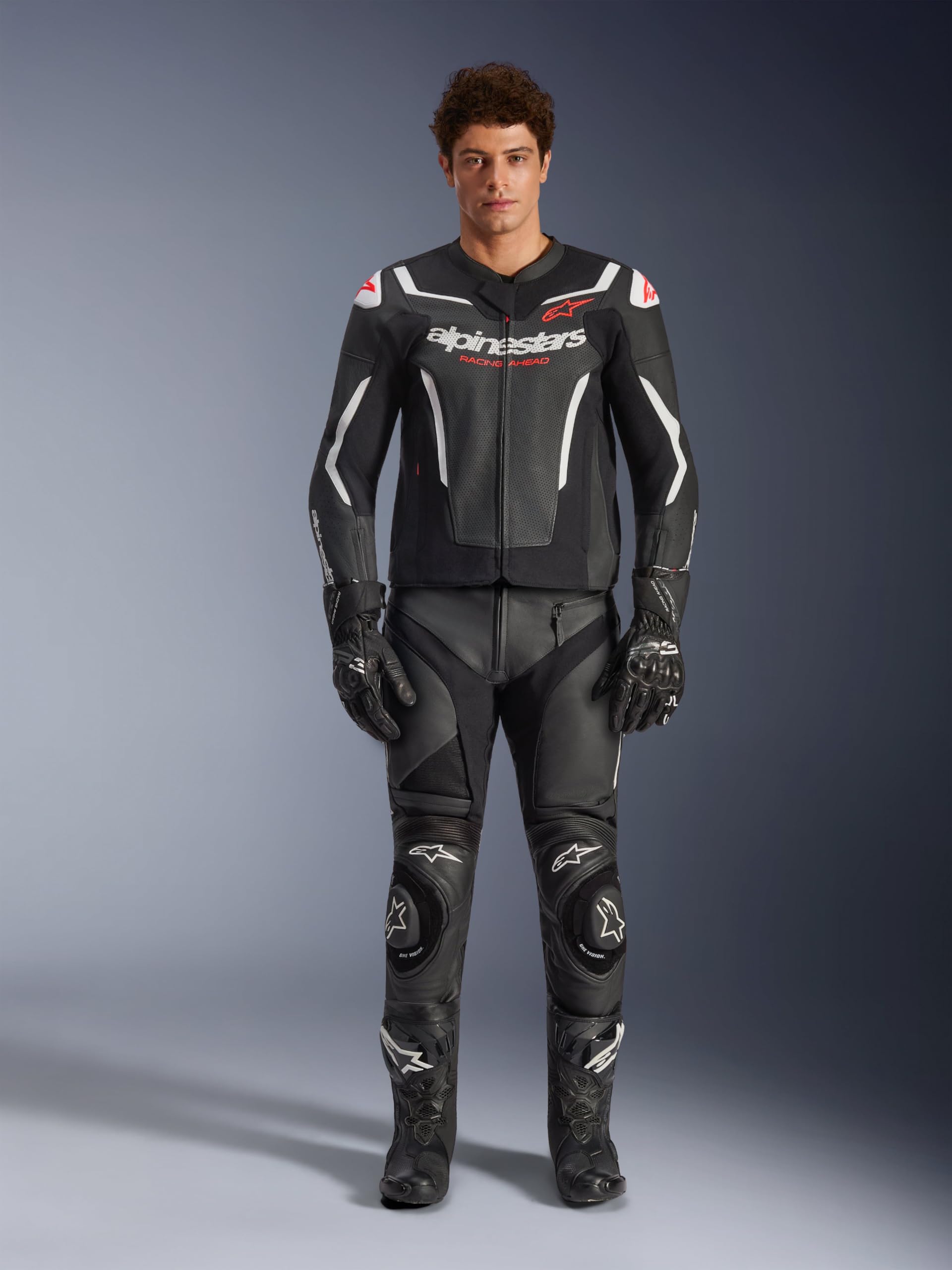 Alpinestars GP Force V2 Air Giacca in pelle da moto, nero/bianco, 50