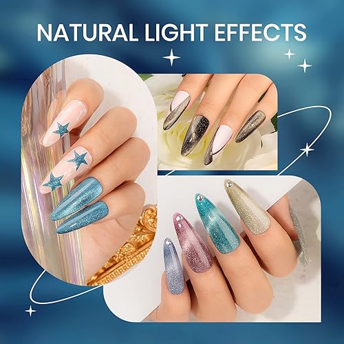 Miniatura 5 de Esmalte de uñas de gel reflectante de ojo de gato, esmalte de uñas magnético holográfico brillante 9D, juego de 12 colores con imán para el hogar,
