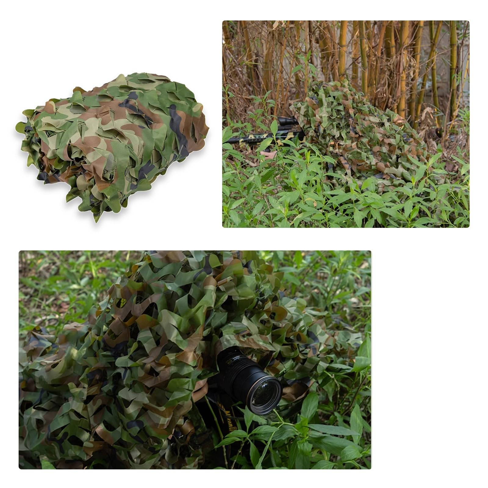 Red de Camuflaje de Jungla 8x10m Red de Camuflaje Militar Red de Sombra Exterior Protección Solar para Jardines Cubrir Vehículos Caza Decoraciones con Temática de Paisaje Forestal